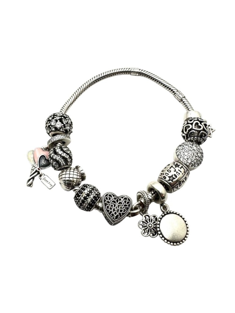 Pandora Sterling Silver Charm Bracelet 7" Loaded with Charms 37 Grams And Pouche - Picture 7 of 11